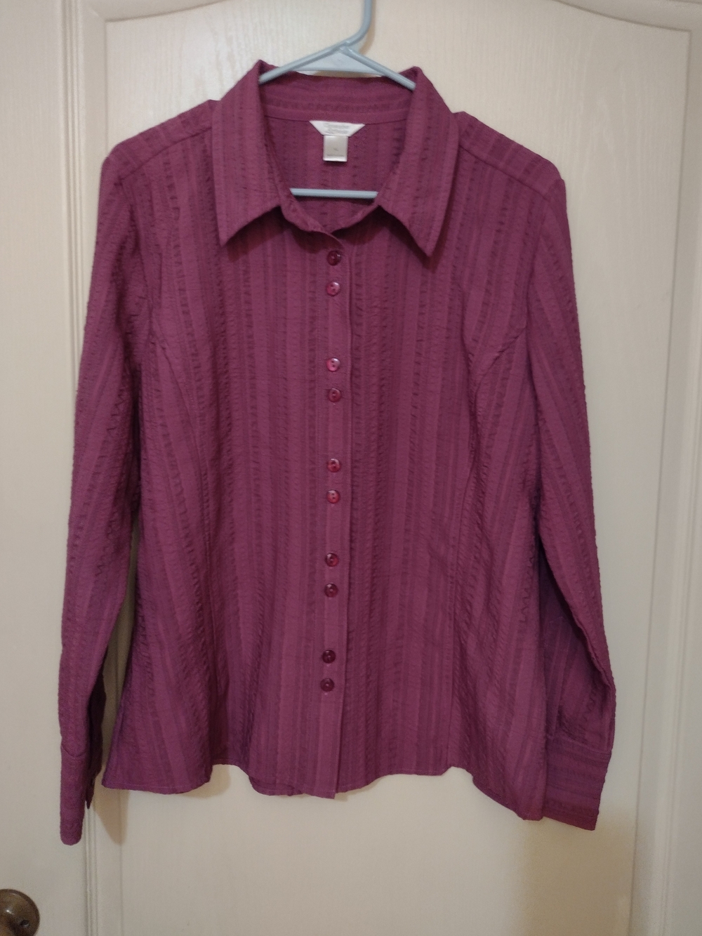 Christopher & Banks Long-Sleeve Button Blouse - Mulberry